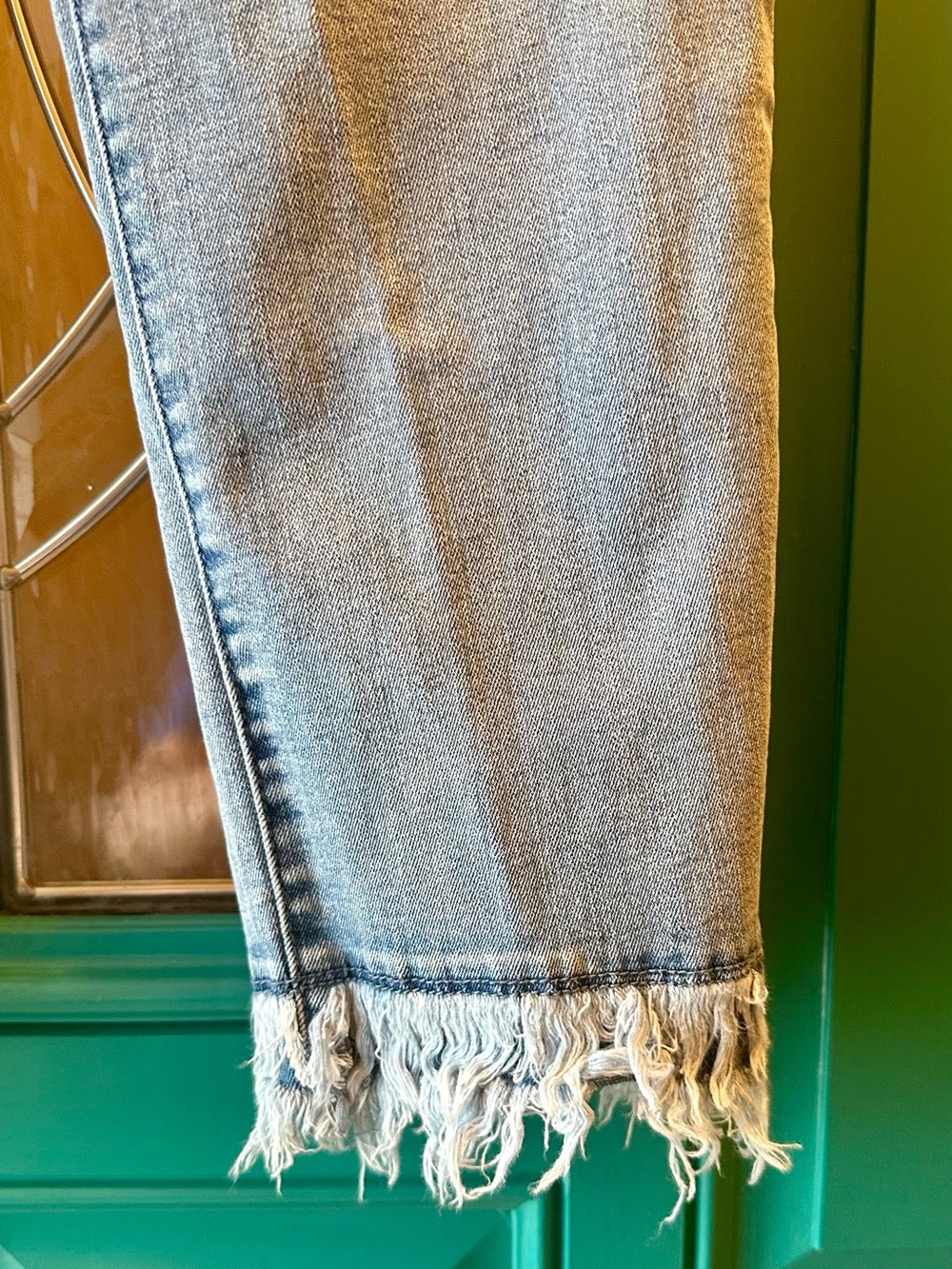 Democracy Absolution Straight Leg Jeans Sz 12 Thick Fray Fringe Hem - Picture 5 of 9